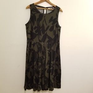 Dark Green and Black Floral Loft Dress